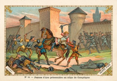 ジャンヌダルク、1430年に包囲されたコンピエーニュで捕虜 作： French School